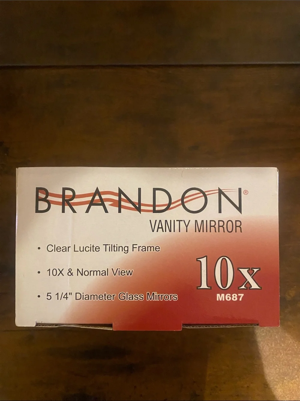 Brand New Brandon Clear Lucite Vanity Mirror with 10X Magnification